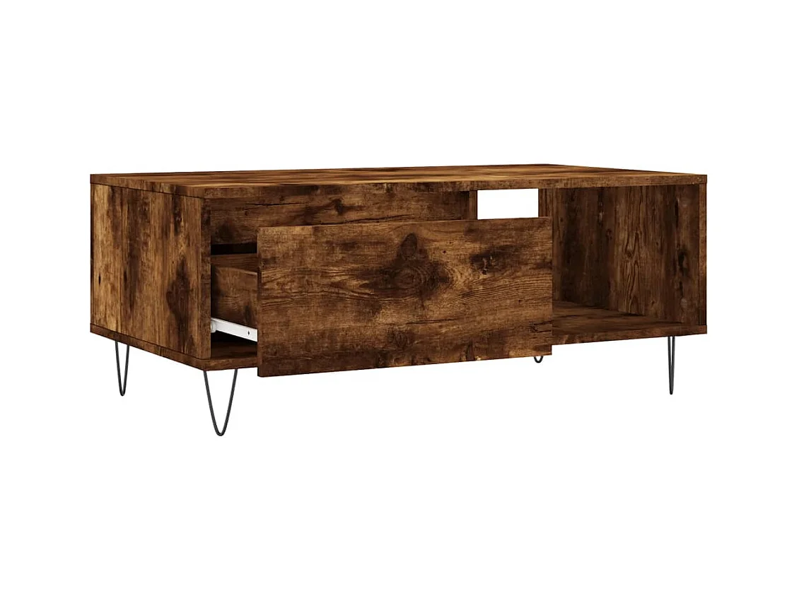 Table basse salon-Table d'appoint Chêne fumé 90x50x36,5 cm Bois d'ingénierie SHL55499