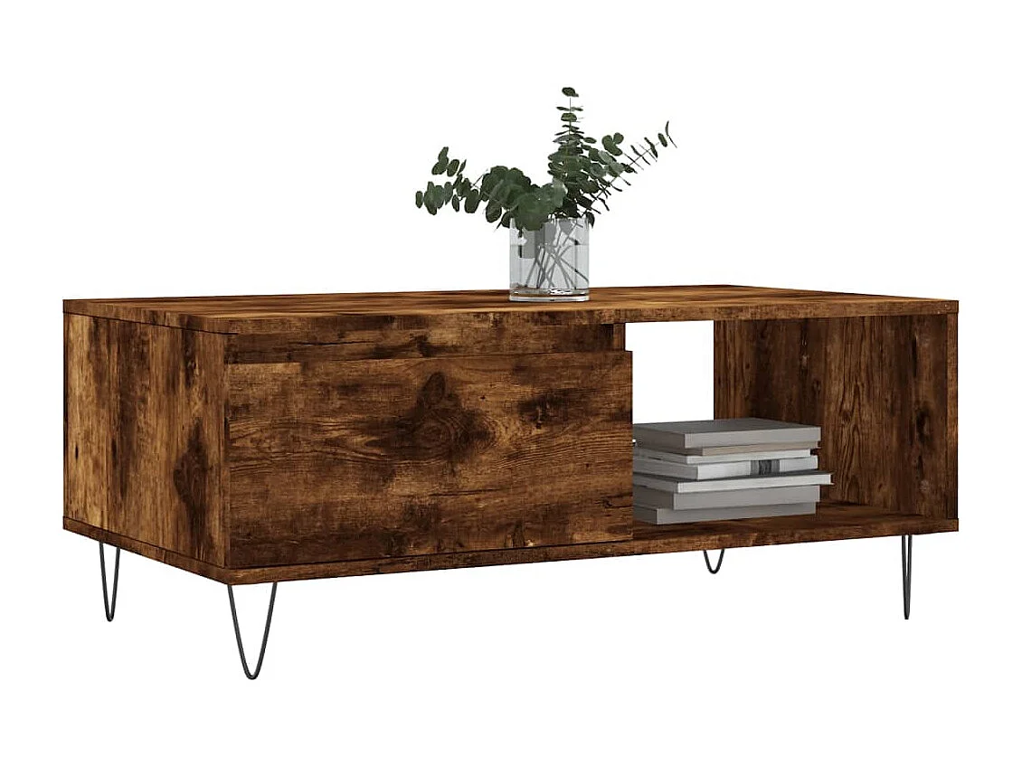 Salontafel | Woonkamertafel | Bijzettafel 90x50x36,5 cm bewerkt hout gerookt eikenkleurig