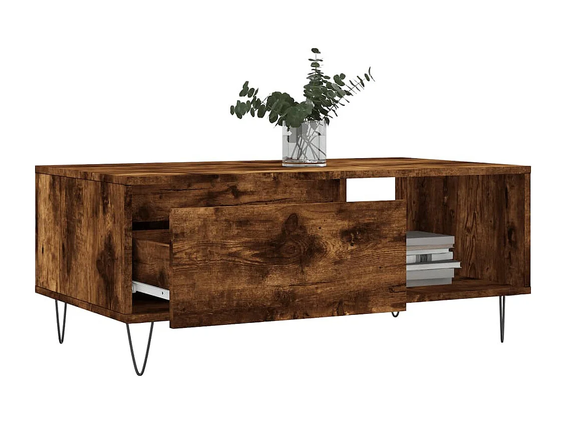 Salontafel | Woonkamertafel | Bijzettafel 90x50x36,5 cm bewerkt hout gerookt eikenkleurig