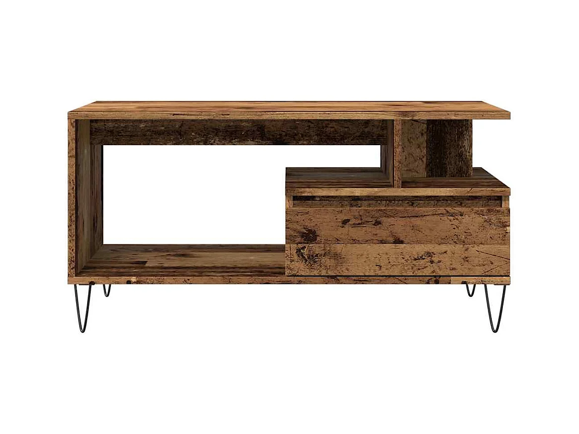 Mesa de centro-Mesa auxiliar-Mesita de centro de madera contrachapada color roble 50x50x35 cm SHL2103