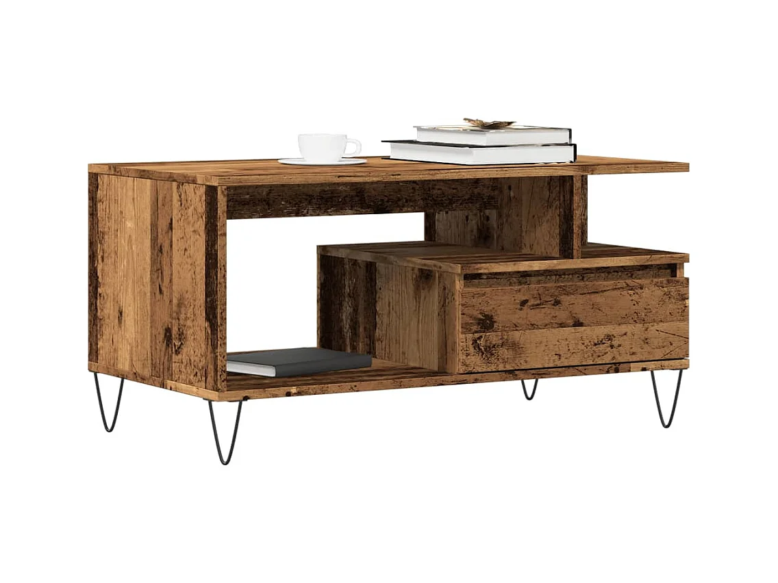 Mesa de centro-Mesa auxiliar-Mesita de centro de madera contrachapada color roble 50x50x35 cm SHL2103