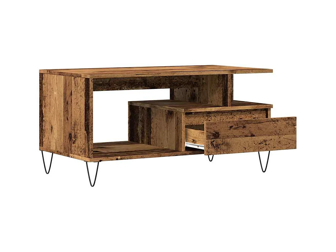 Mesa de centro-Mesa auxiliar-Mesita de centro de madera contrachapada color roble 50x50x35 cm SHL2103