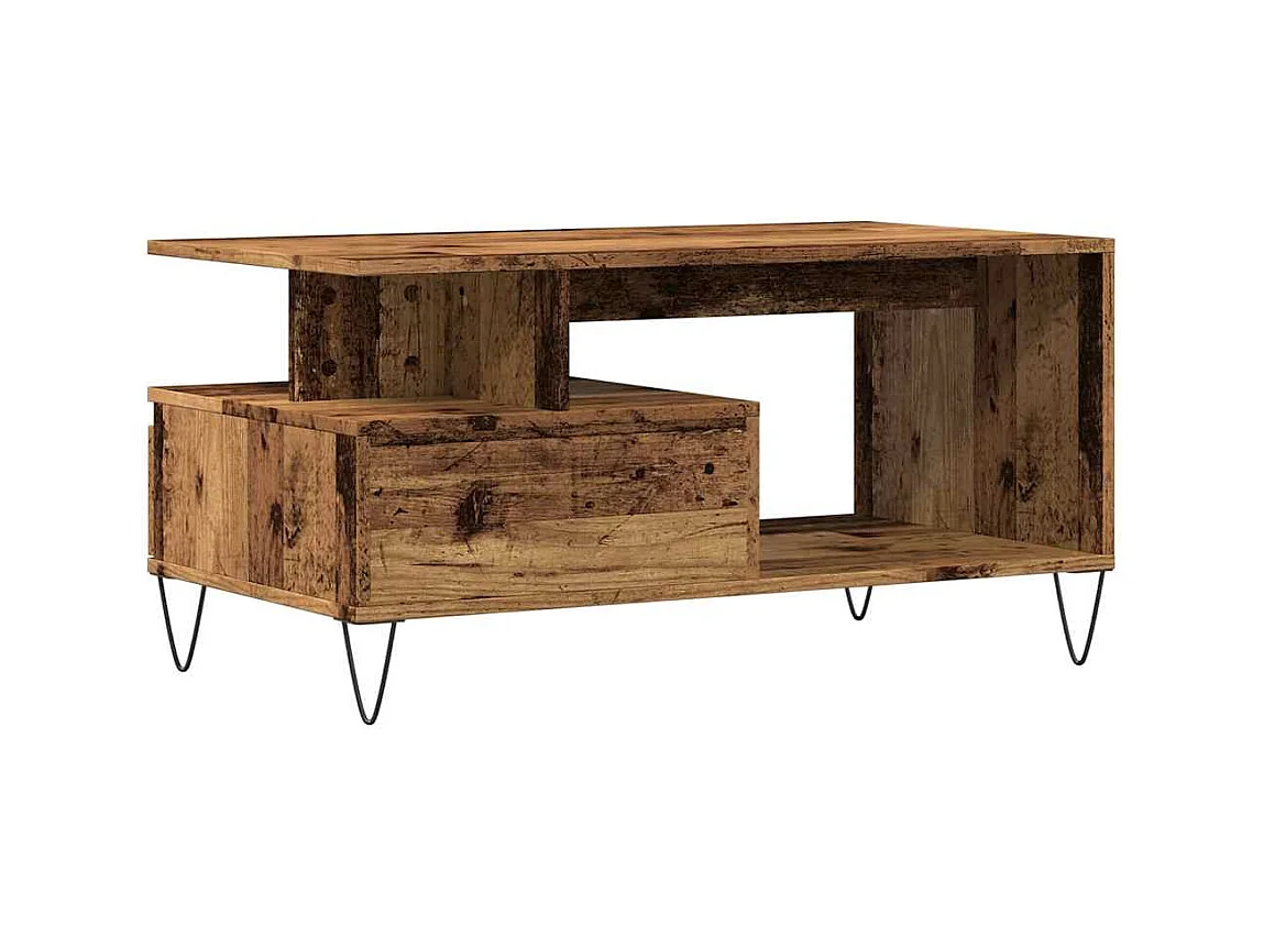 Mesa de centro-Mesa auxiliar-Mesita de centro de madera contrachapada color roble 50x50x35 cm SHL2103