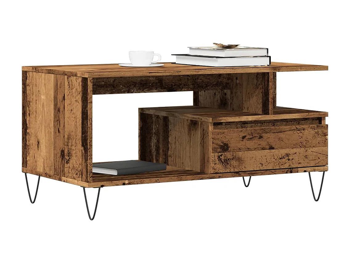 Couchtisch-Wohnzimmertisch-Beistelltische Altholz-Optik 90x49x45 cm Holzwerkstoff SHL46953