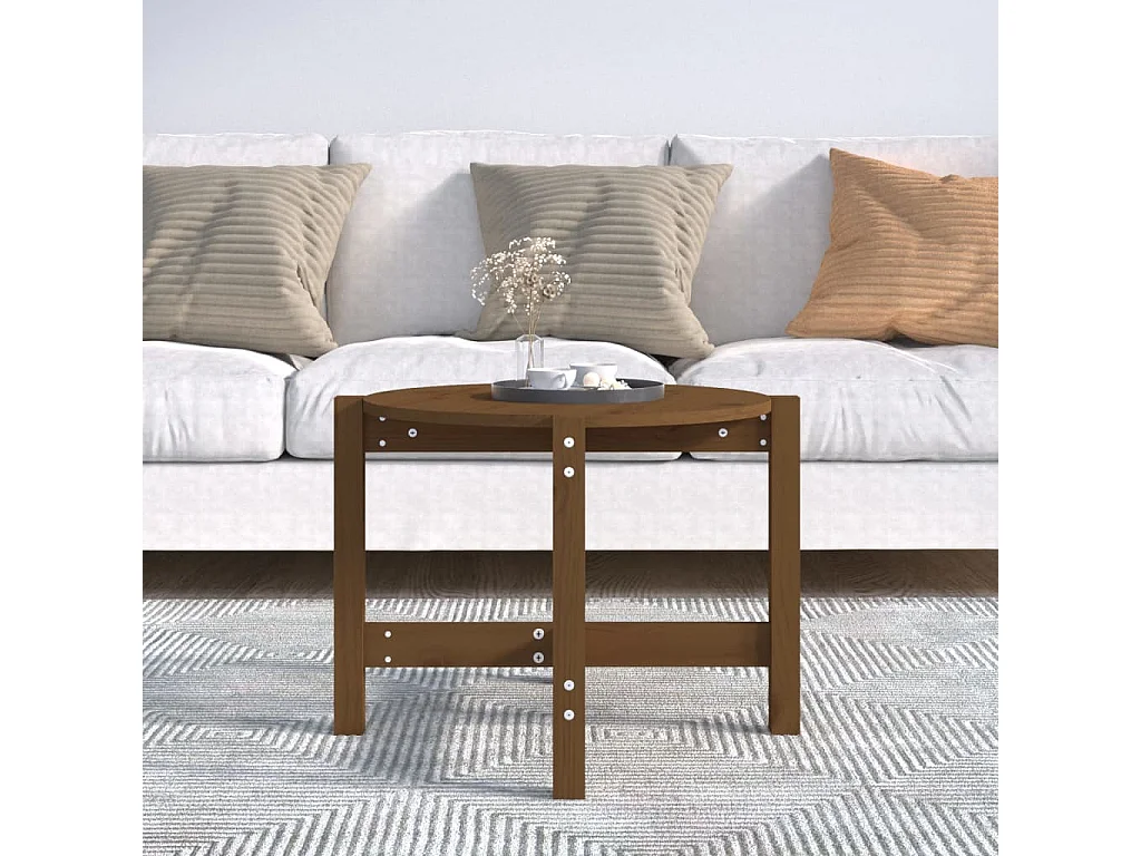 Couchtisch-Wohnzimmertisch-Beistelltische Honigbraun Ø 62,5x45 cm Massivholz Kiefer SHL5585