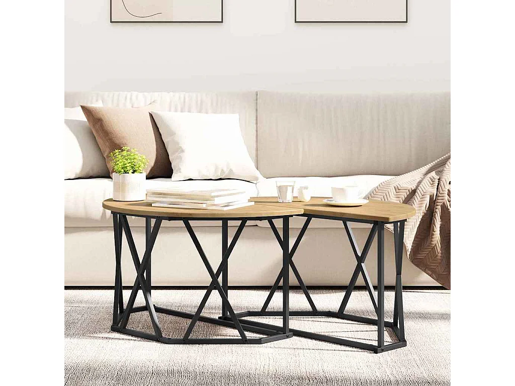 Mesa de centro-Mesa auxiliar-Mesita de centro madera de ingeniería roble Sonoma 79x49x41 cm SHL1072