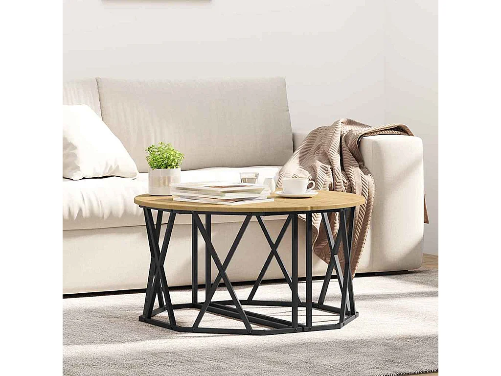 Salontafel | Woonkamertafel | Koffietafel artisanaal eikenkleurig 80 x 80 x 42 cm