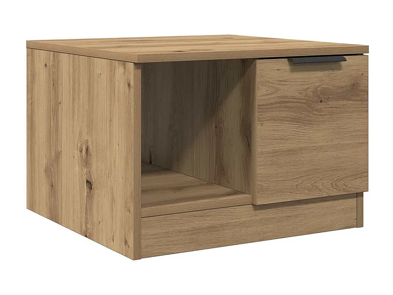 Mesa de centro-Mesa auxiliar SENJA aspecto ratán madera blanco 100x55x33 cm SHL4505