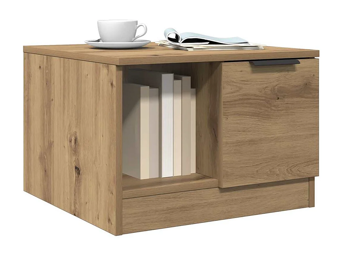 Table basse salon-Table à thé avec rangement chêne artisanal 50x50x36 cm bois d'ingénierie SHL10595