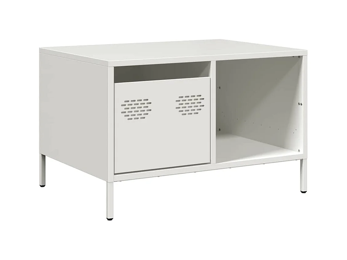 Table basse salon-Table d'appoint blanc 68,5x50x43,5 cm acier laminé à froid SHL17809