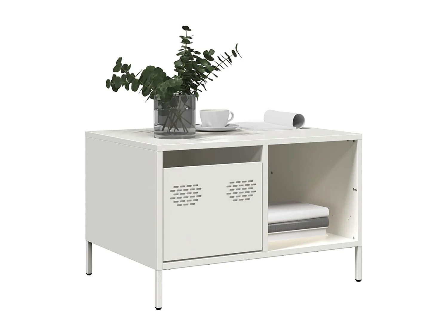 Couchtisch-Wohnzimmertisch-Beistelltische Weiß 68,5x50x43,5 cm Kaltgewalzter Stahl SHL29417