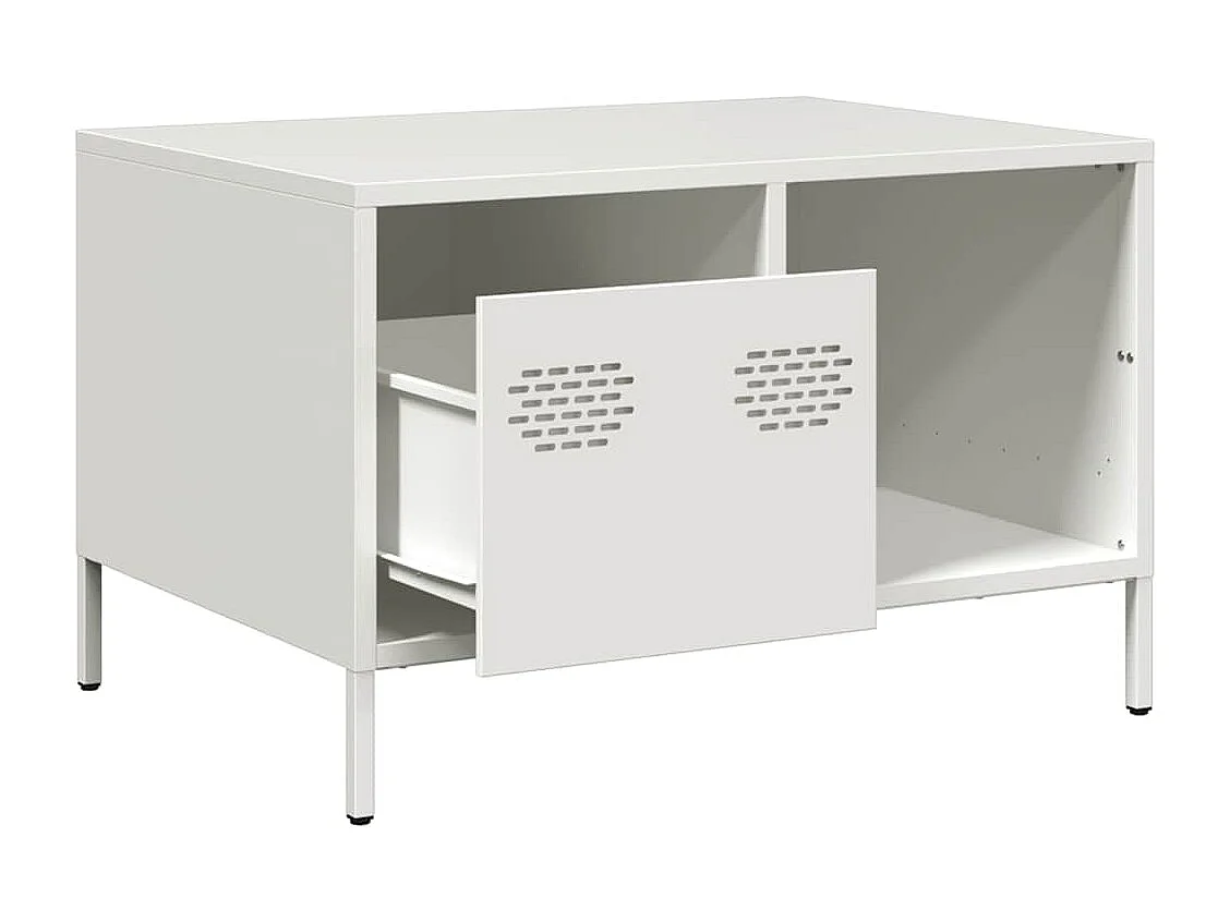 Couchtisch-Wohnzimmertisch-Beistelltische Weiß 68,5x50x43,5 cm Kaltgewalzter Stahl SHL29417