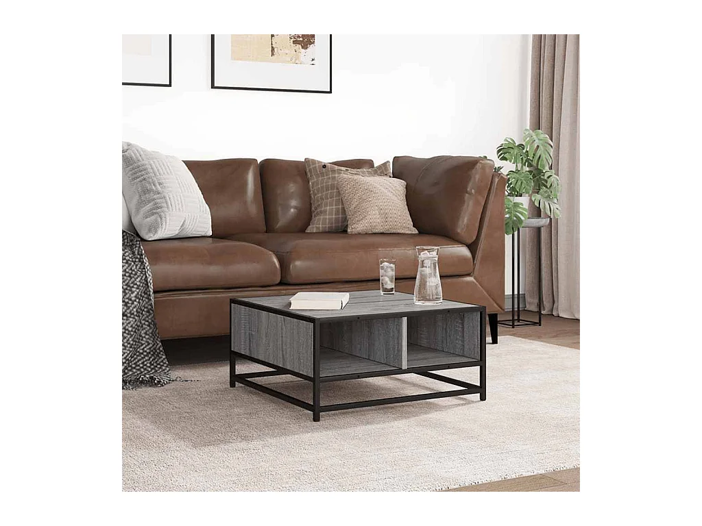 Table basse salon-Table d'appoint sonoma gris 60,5x60,5x30 cm bois d'ingénierie/métal SHL51734
