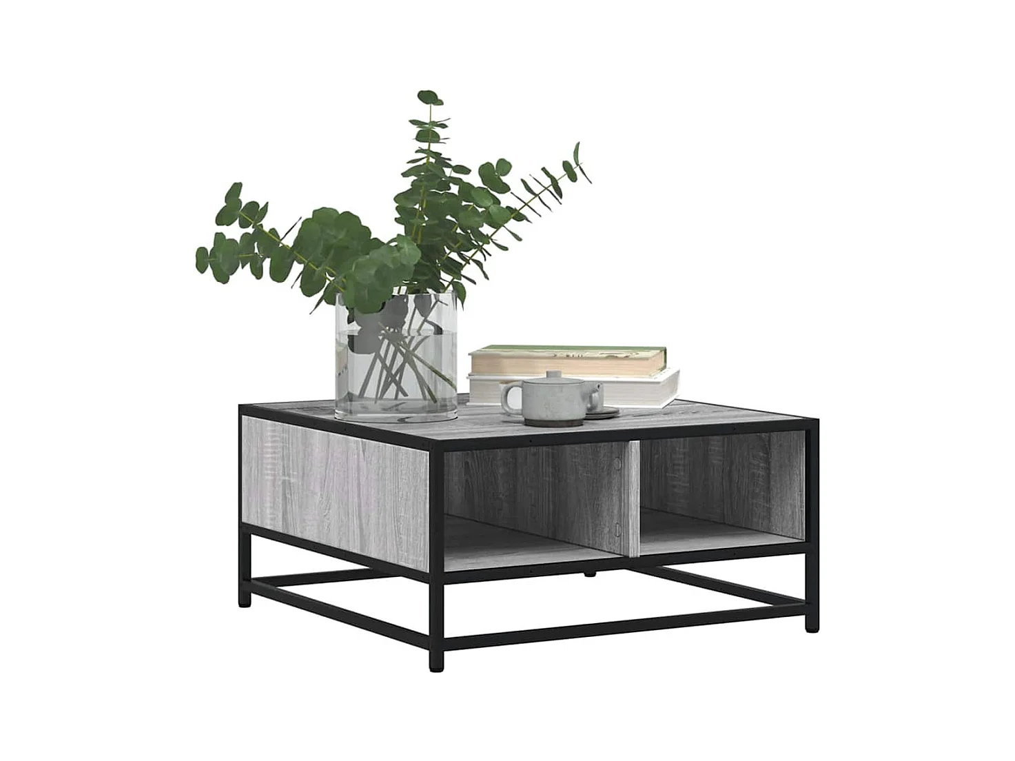 Table basse salon-Table d'appoint sonoma gris 60,5x60,5x30 cm bois d'ingénierie/métal SHL51734