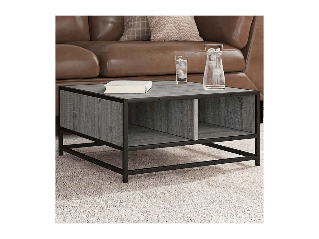 Table basse salon-Table d'appoint sonoma gris 60,5x60,5x30 cm bois d'ingénierie/métal SHL51734
