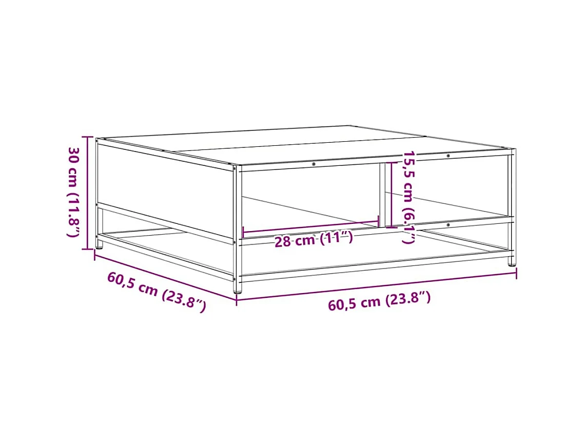 Table basse salon-Table d'appoint sonoma gris 60,5x60,5x30 cm bois d'ingénierie/métal SHL51734