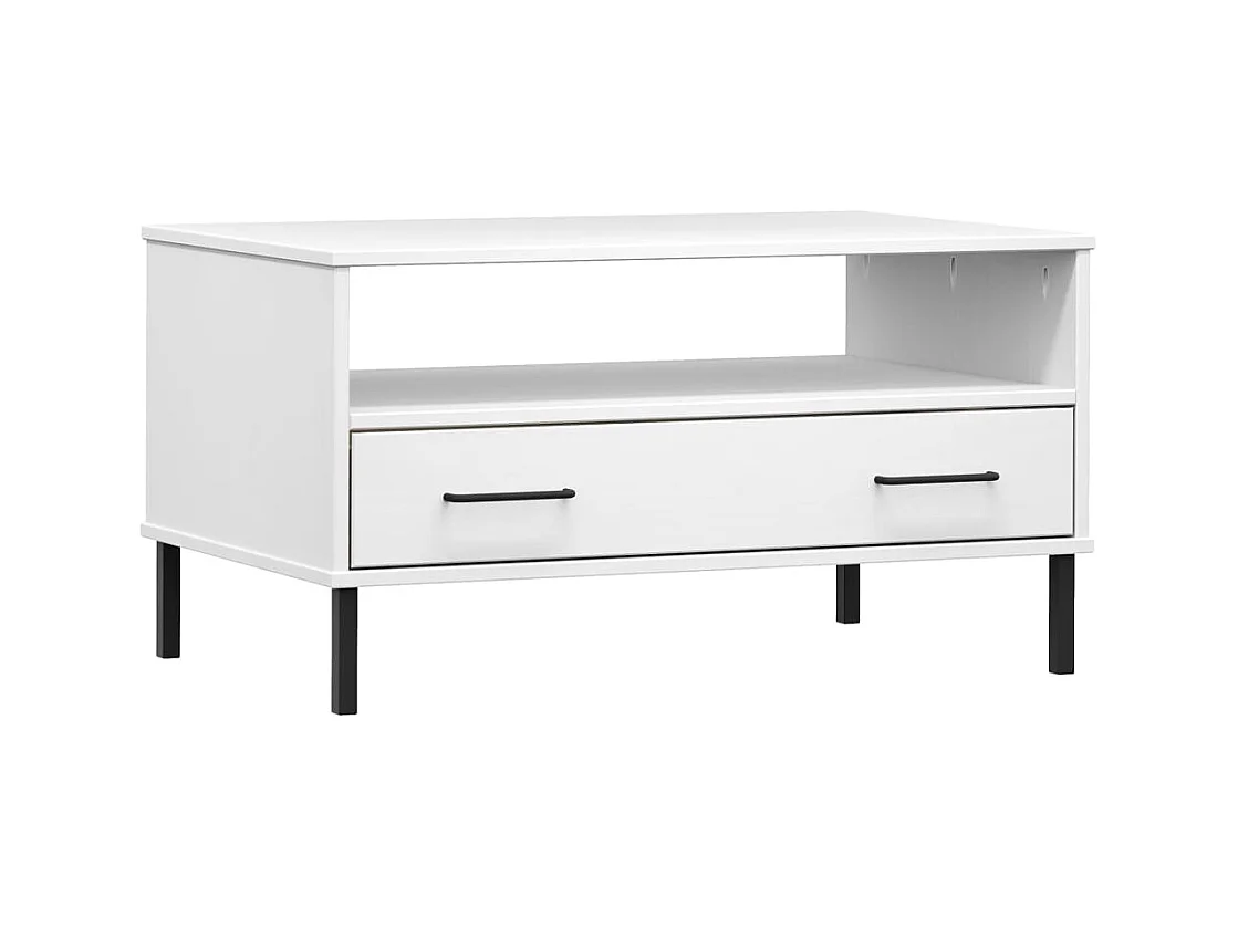 Table basse salon-Table d'appoint avec pieds en métal Blanc 85x50x45 cm Bois OSLO SHL30994