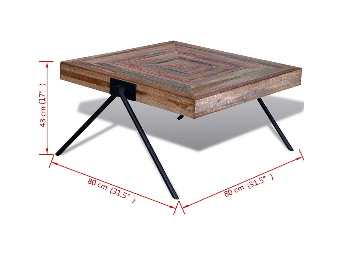 Table basse salon-Table d'appoint avec pieds en V design moderne Bois de teck recyclé SHL99170