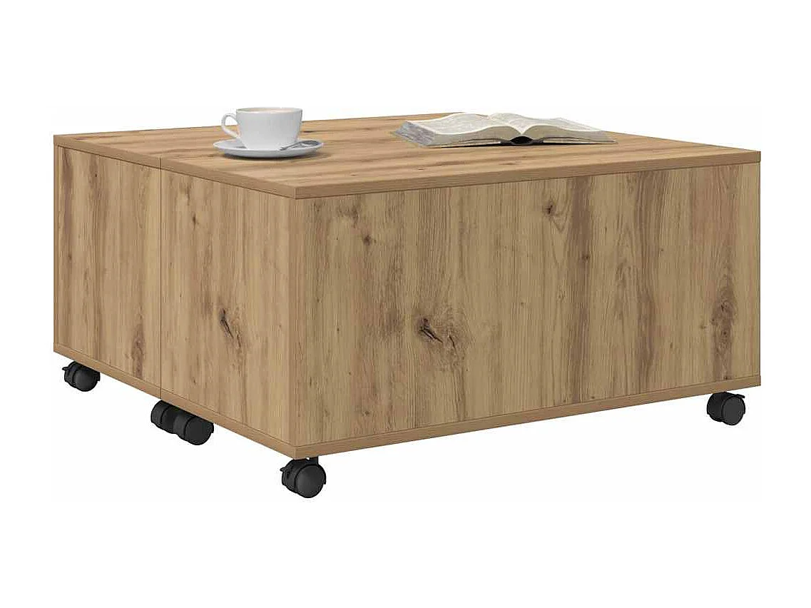 Mesa de centro | Mesa de café | Mesa auxiliar Roble artisan 75x75x38 cm Madera contrachapada SHL4862
