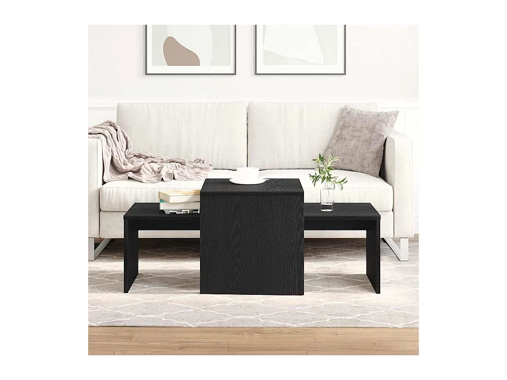 Mesa de centro-Mesa auxiliar-Mesita de centro madera contrachapada blanco brillante 68x50x38cm SHL4745