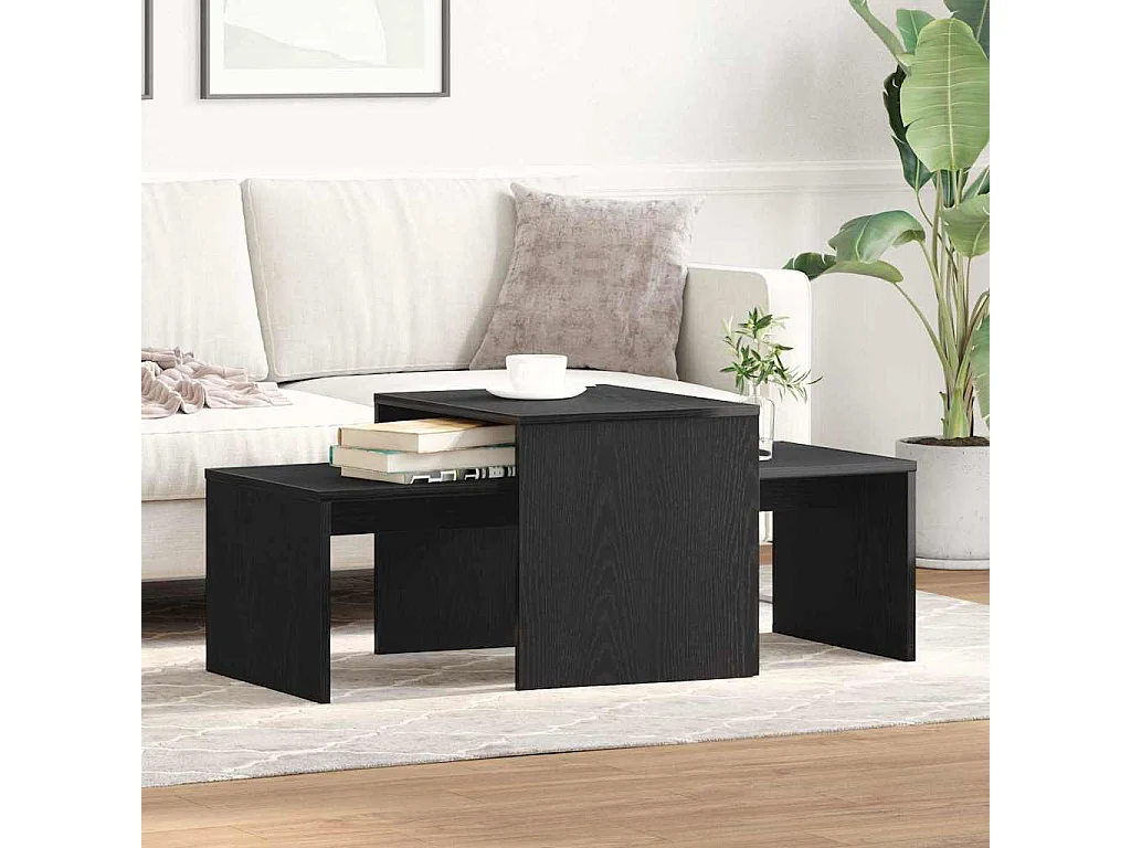 Mesa de centro-Mesa auxiliar-Mesita de centro madera contrachapada blanco brillante 68x50x38cm SHL4745