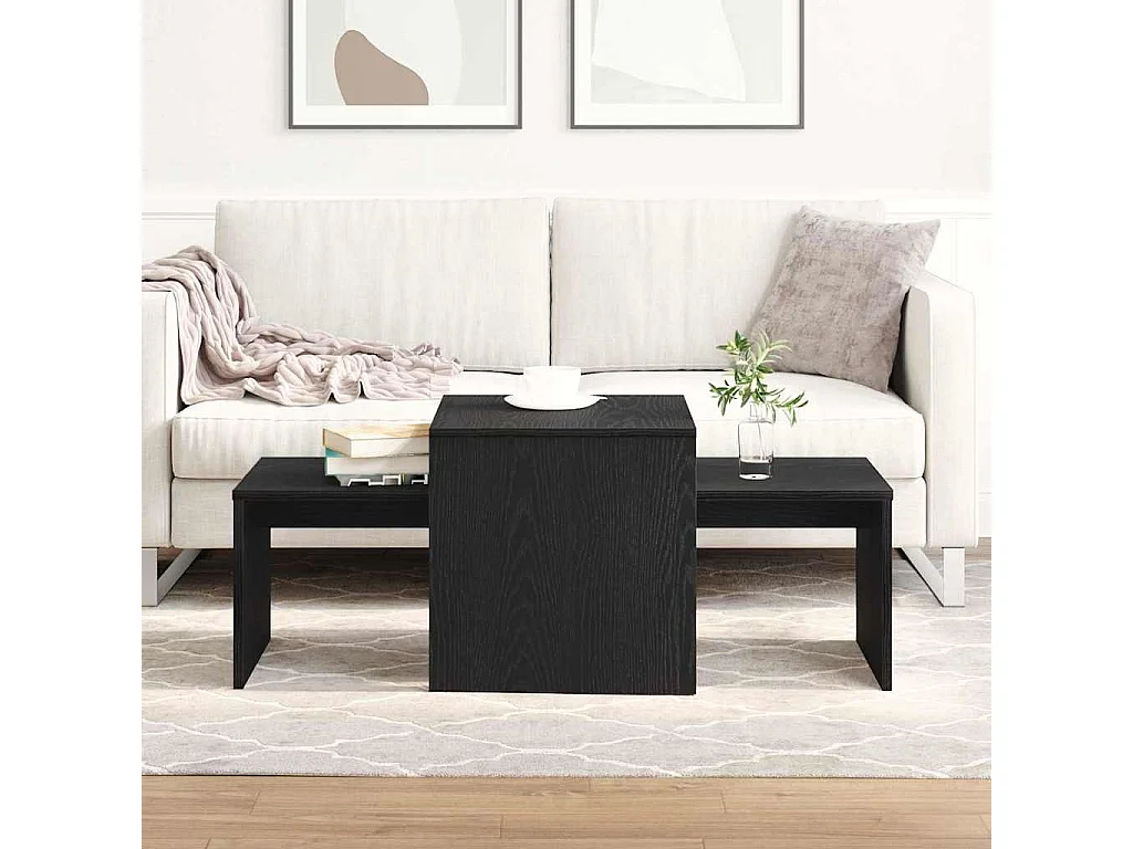 Mesa de centro-Mesa auxiliar-Mesita de centro madera contrachapada blanco brillante 68x50x38cm SHL4745