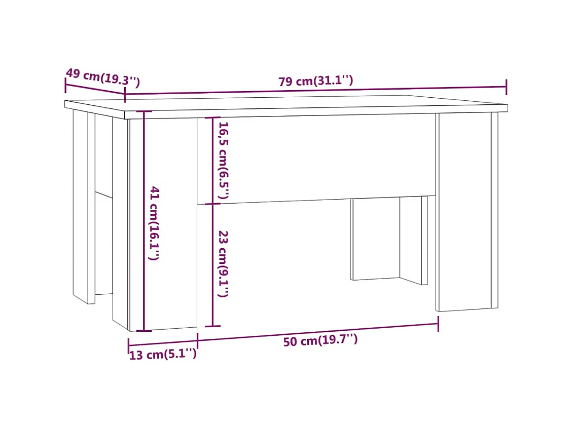 Mesa de centro | Mesa auxiliar madera contrachapada roble ahumado 100x50x45 cm SHL4186