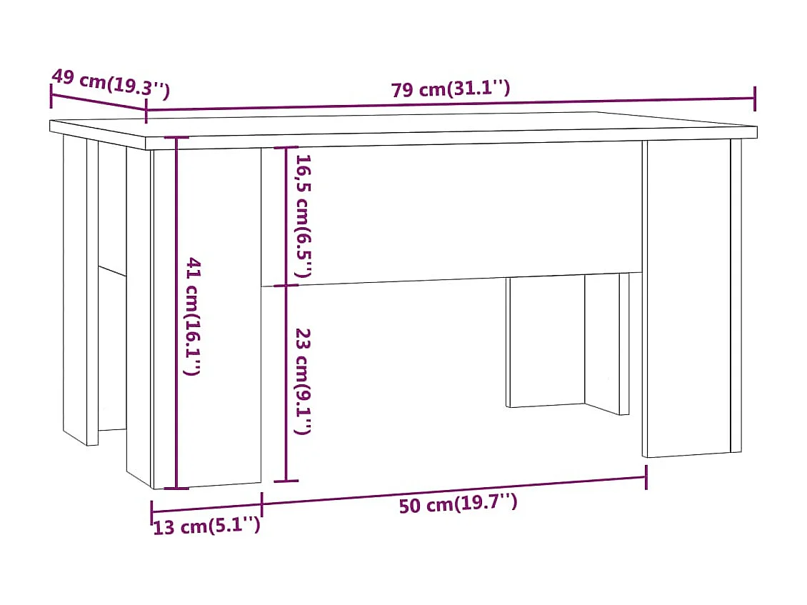 Couchtisch-Sofatisch-Beistelltische Räuchereiche 79x49x41 cm Holzwerkstoff SHL1447
