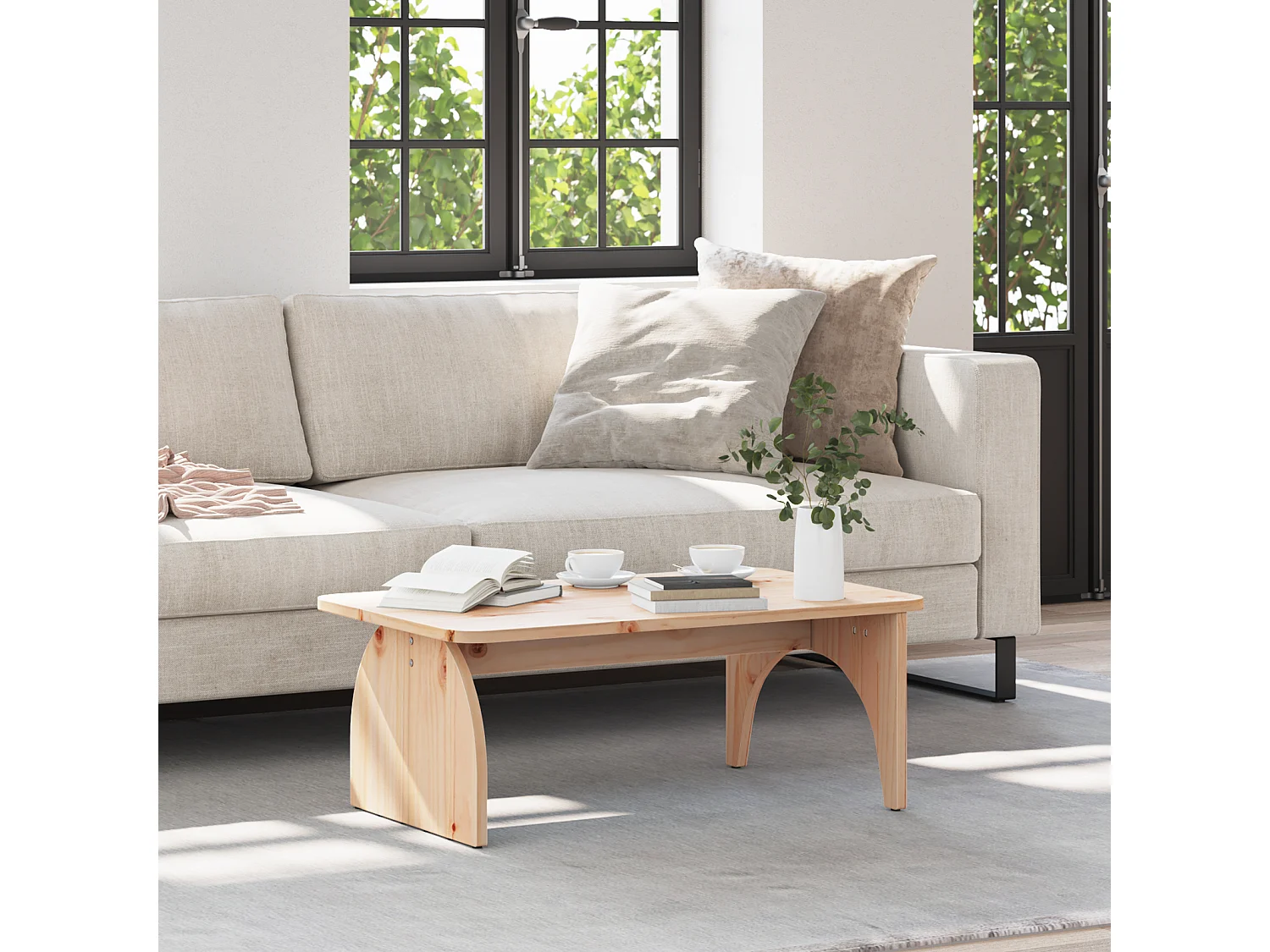 Salontafel | Bijzettafel Naturel 80 x 50 x 31 cm Massief grenenhout