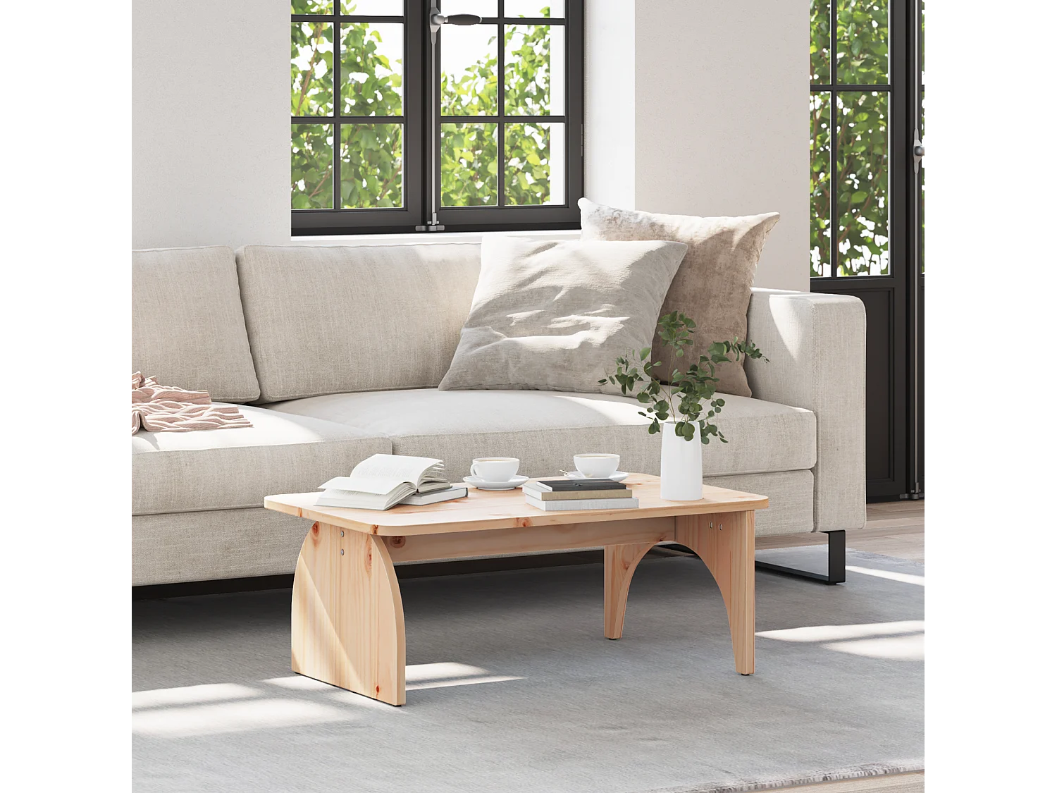 Table basse salon-Table d'appoint Naturel 80x50x31 cm Bois massif en pin SHL67517