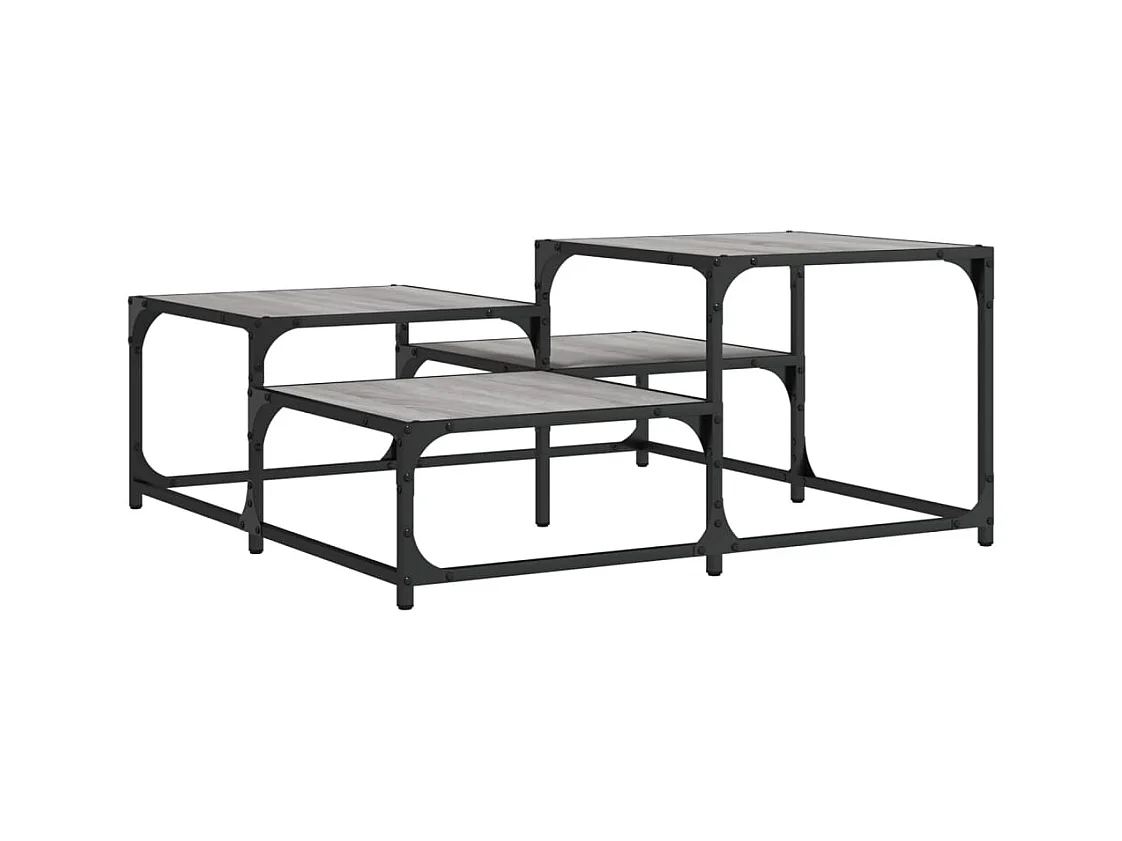 Mesa de centro | Mesa de apoio 87.5x87.5x40 cm derivados de madeira cinza sonoma