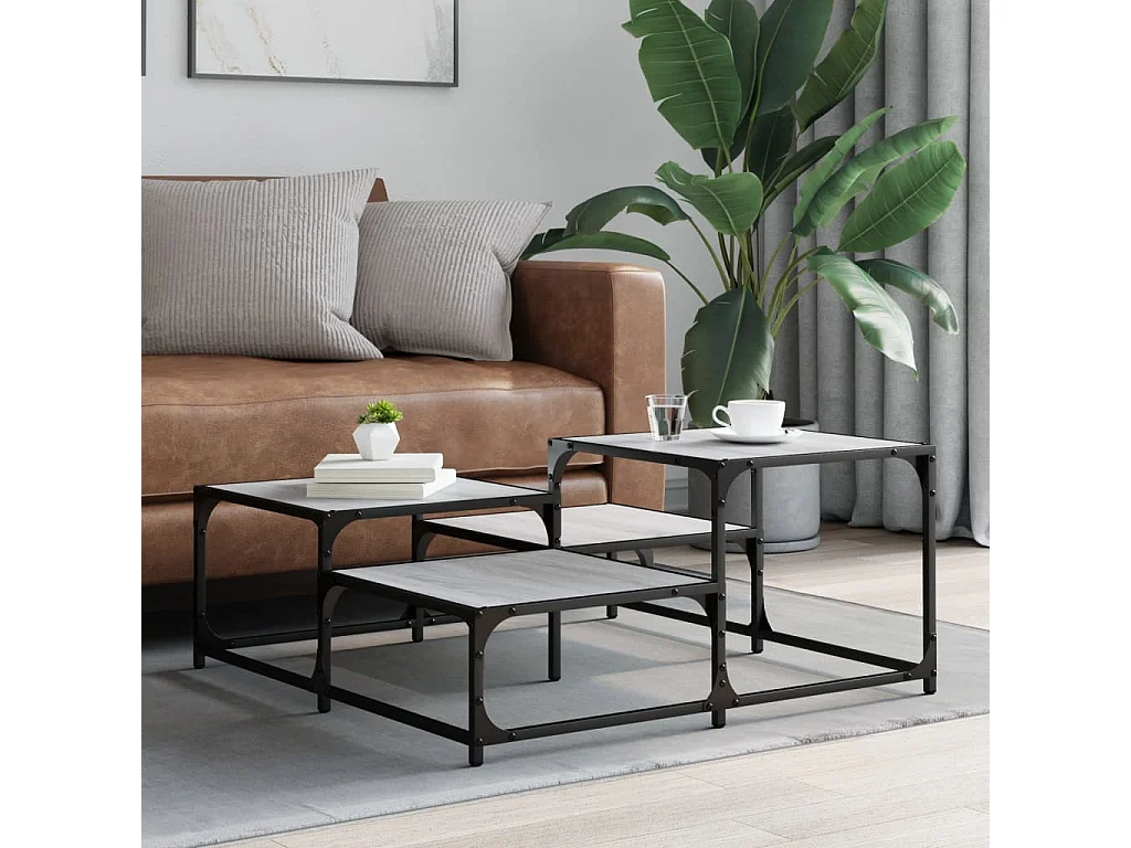 Couchtisch-Wohnzimmertisch-Beistelltische Grau Sonoma 87,5x87,5x40 cm Holzwerkstoff SHL81779