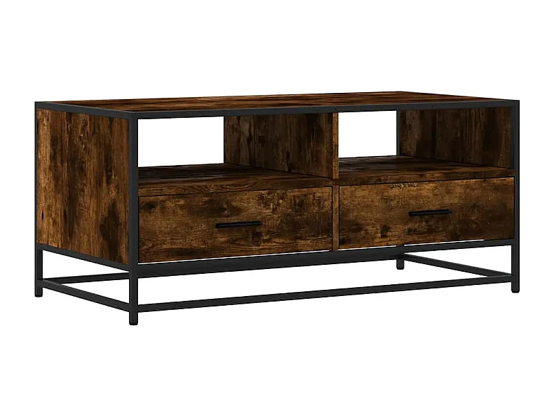 Table basse salon-Table d'appoint chêne fumé 100x50x45 cm bois d'ingénierie et métal SHL32041