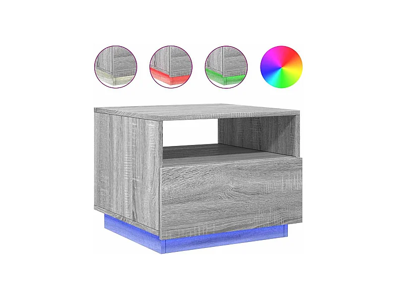 Table basse salon-Table d'appoint avec lumières LED sonoma gris 50x49x40 cm SHL45374