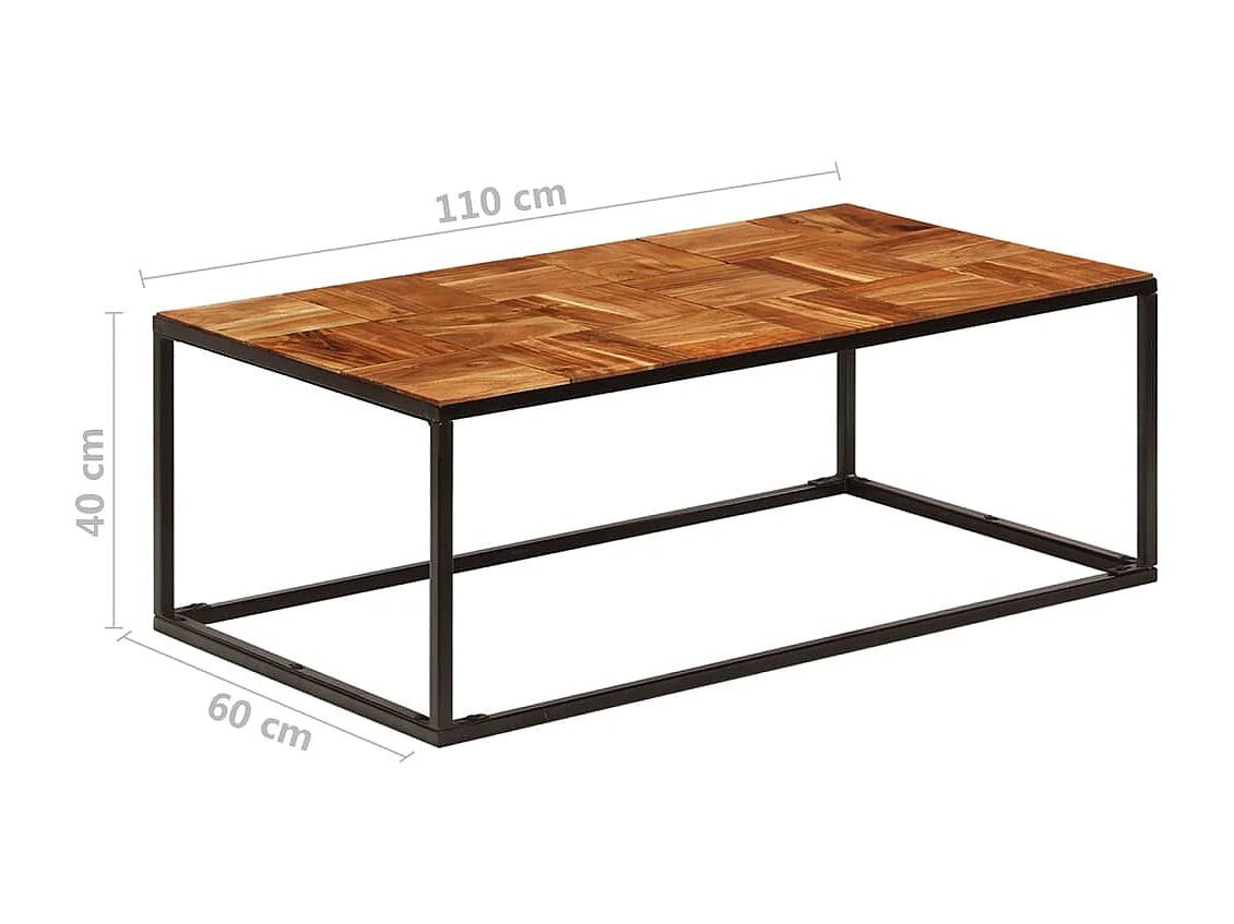 Couchtisch-Beistelltisch-Sofatisch 110x60x40 cm Massivholz Akazie und Stahl SHL121