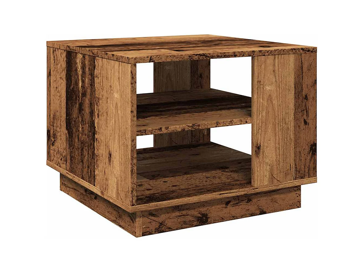 Table basse salon-Table à thé avec rangement vieux bois 55x55x42 cm bois d'ingénierie SHL72619