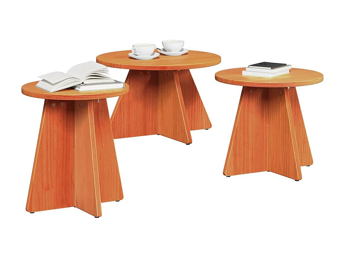 Couchtisch 3er Set-Sofatisch-Beistelltisch Wachsbraun SHL94779