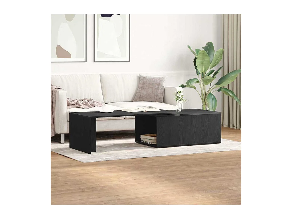 Table basse salon-Table d'appoint chêne noir 150x50x35 cm en bois composite SHL98124