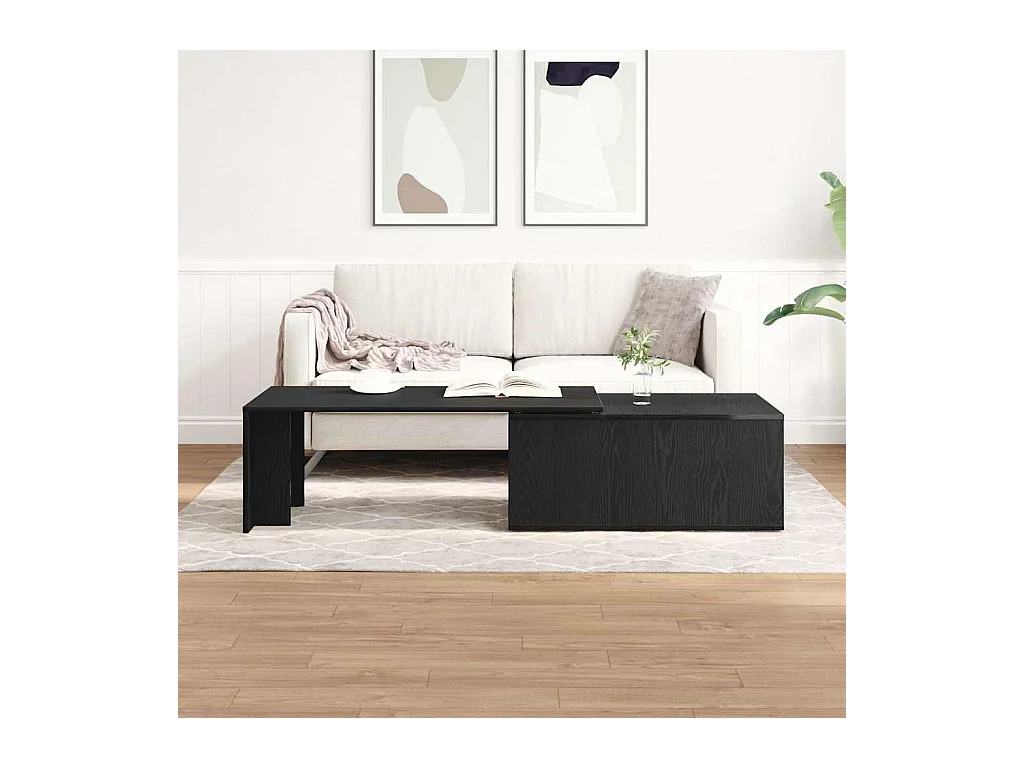 Table basse salon-Table d'appoint chêne noir 150x50x35 cm en bois composite SHL98124
