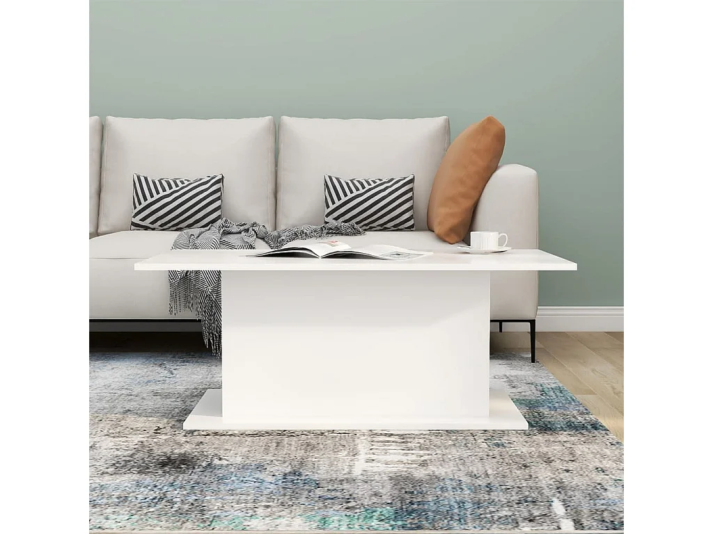 Table basse salon-Table d'appoint blanc 102x55,5x40 cm bois d'ingénierie SHL83915