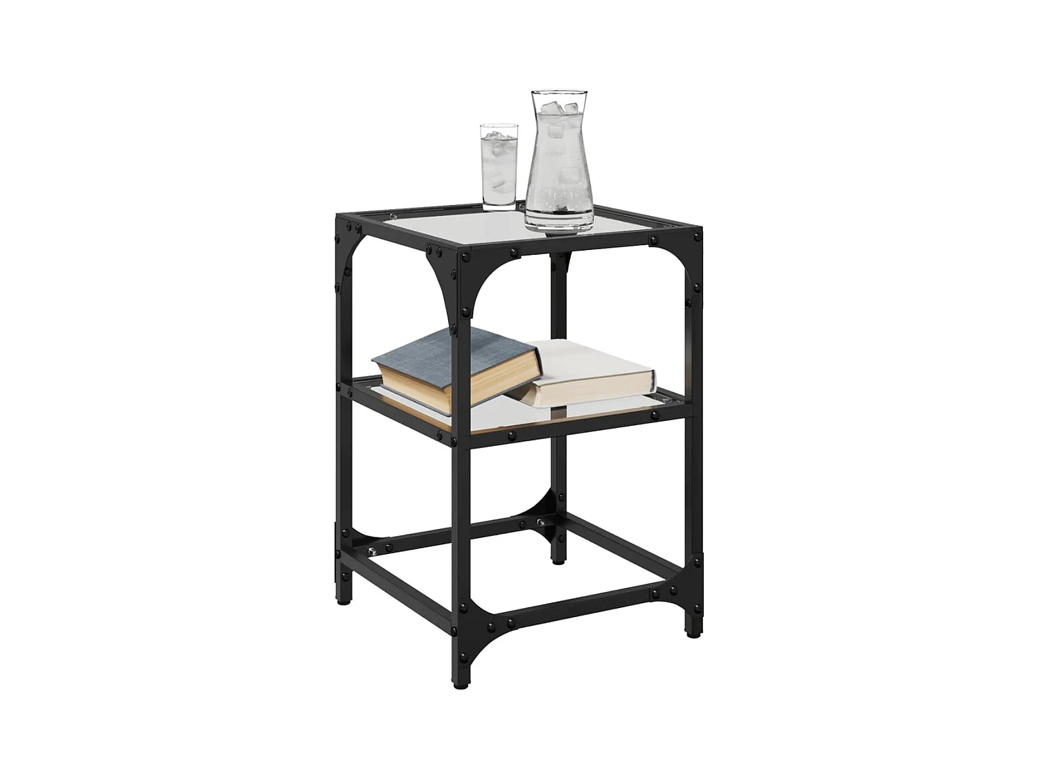 Tables basses salon-Tables d'appoint avec dessus en verre transparent 2 pcs acier SHL3512