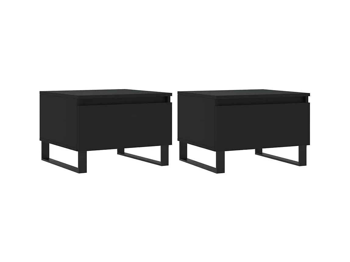 Lot de 2 Tables basses-Tables d'appoint noir 50x46x35 cm bois d'ingénierie SHL89203