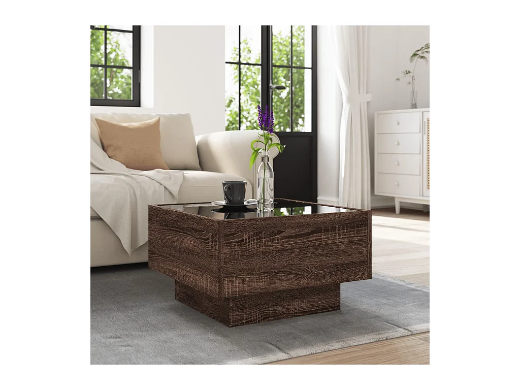 Mesa de centro-Mesa auxiliar madera contrachapada gris hormigón 60x60x30 cm SHL1181