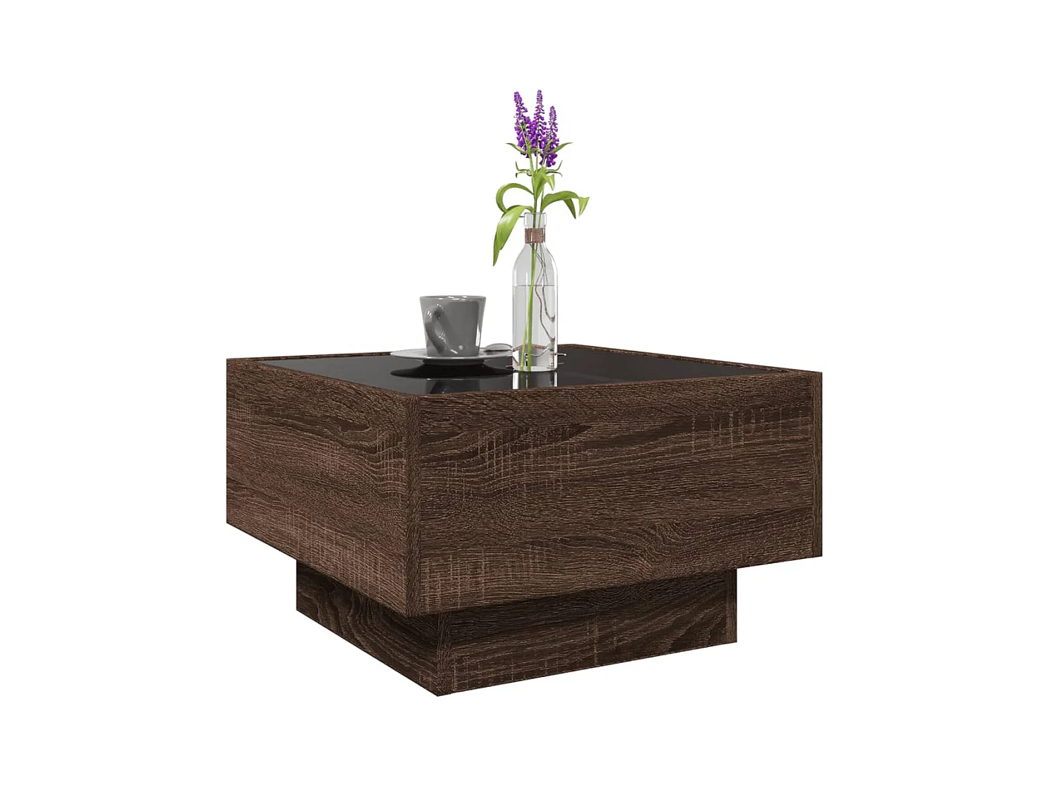 Mesa de centro-Mesa auxiliar madera contrachapada gris hormigón 60x60x30 cm SHL1181