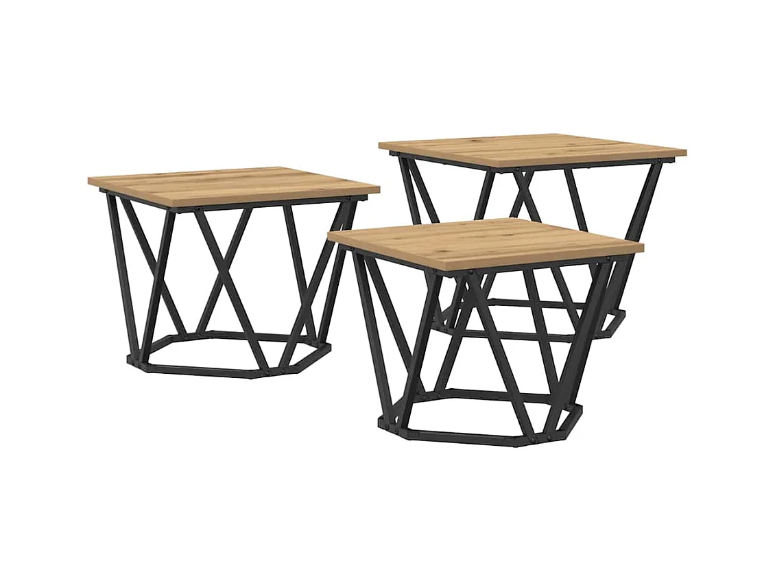 Mesa de centro | Mesas apilables | Mesa auxiliar 2 unidades madera rugosa de mango SHL325758