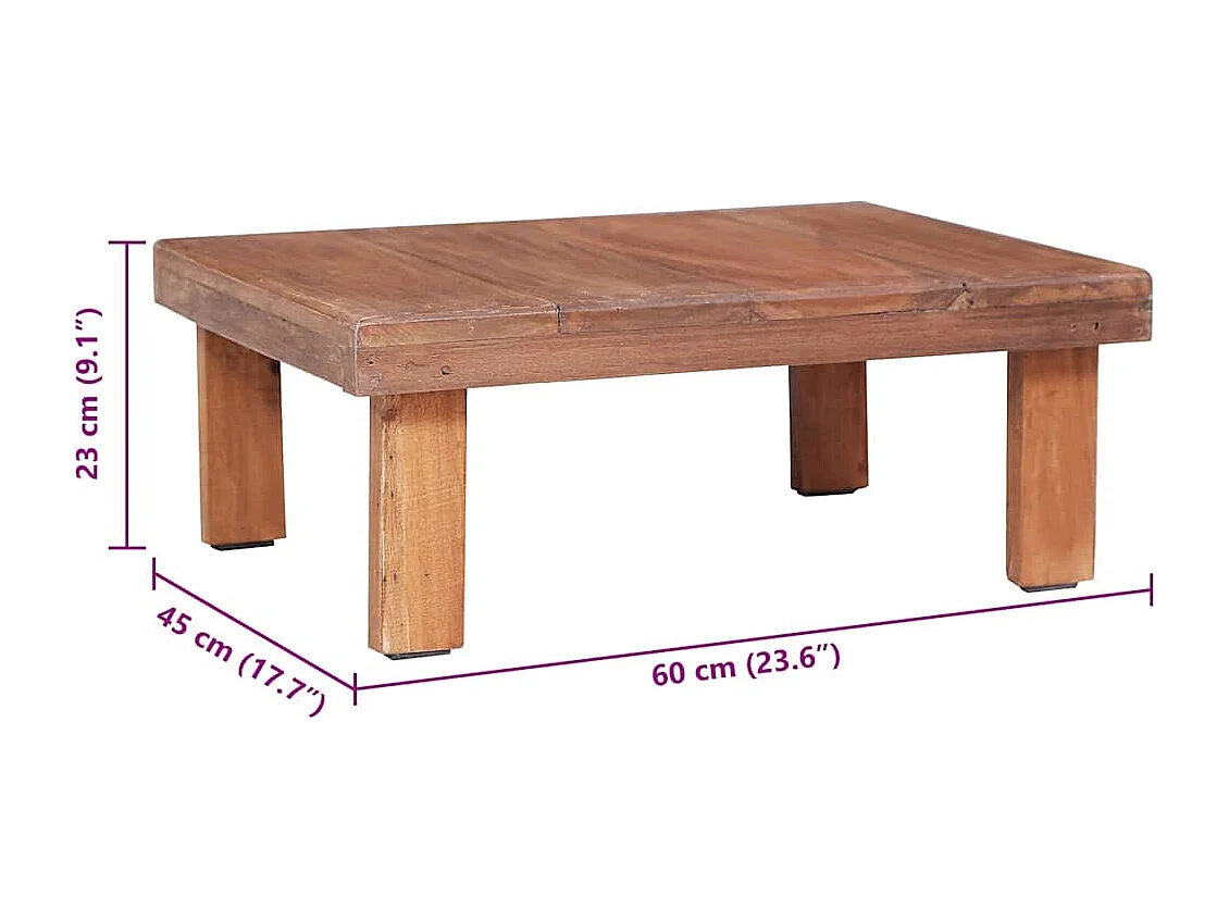 Table basse salon-Table d'appoint 60x45x23 cm bois d'acajou massif SHL43592