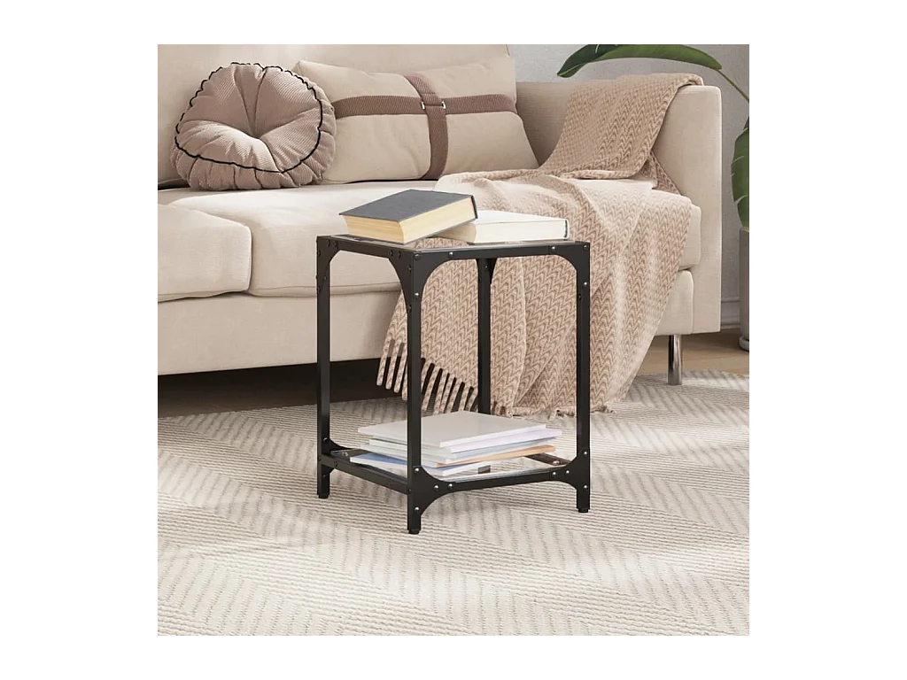 Mesa de centro-Mesa auxiliar de teca y vidrio 50x40 cm SHL2124