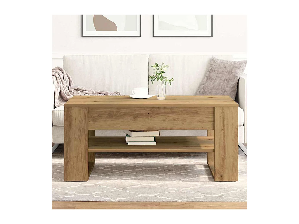 Mesa de centro-Mesa auxiliar-Mesita de centro madera contrachapada gris hormigón 80x80x31 cm SHL26113