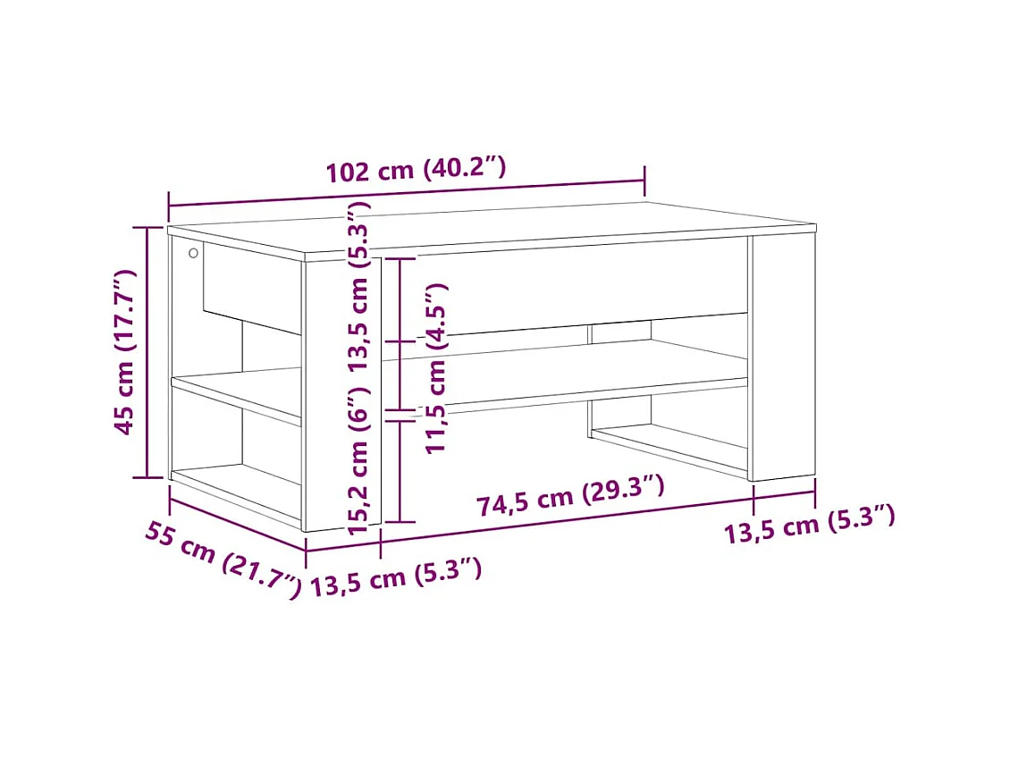 Mesa de centro-Mesa auxiliar-Mesita de centro madera contrachapada gris hormigón 80x80x31 cm SHL26113
