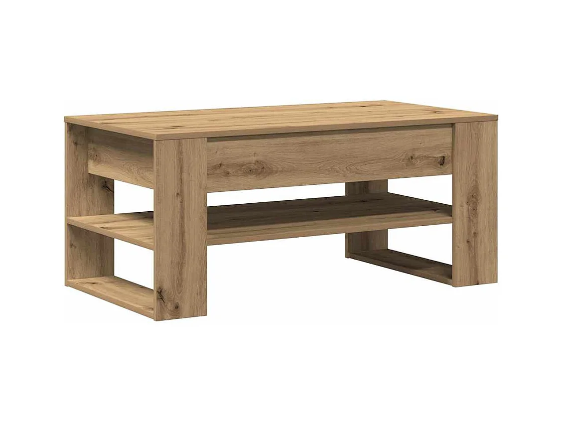 Table basse salon-Table d'appoint chêne artisanal 102x55x45 cm en bois stratifié SHL44394